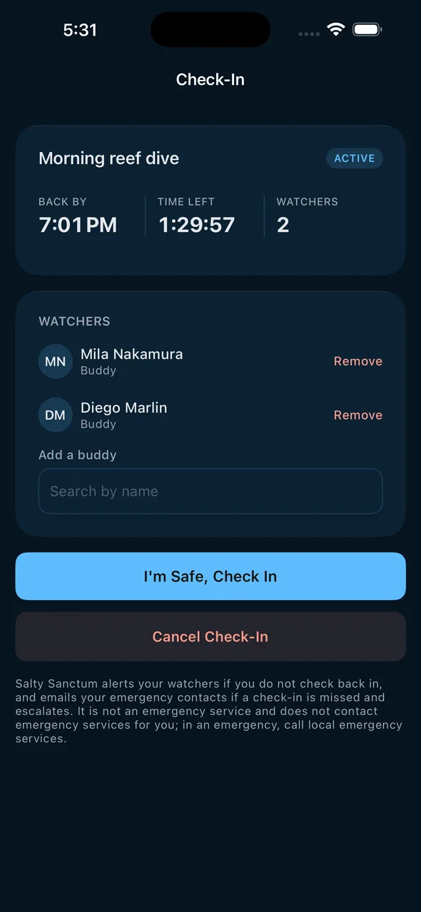 Safety check-in